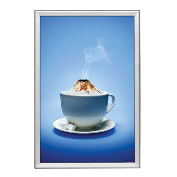 Snap Frame 24'' X 36''  Poster Size 1.25" Silver Color Profile, Safe Round Corner