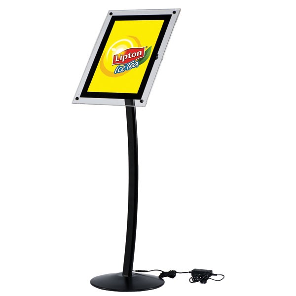 Curved Sign Holder with Acryled 11" x 17" Poster Size Black, Landscape & Portrait position