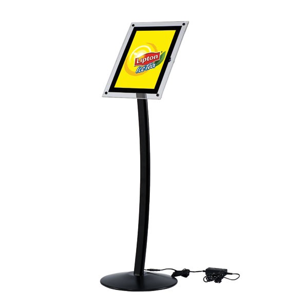 Curved Sign Holder with Acryled 8.5" x 11" Poster Size Black, Landscape & Portrait position