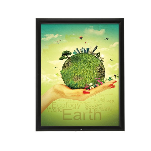 Lockable Outdoor Frame 22'' X 28''  Poster Size 1.38" Black Color Profile, Mitered Corner