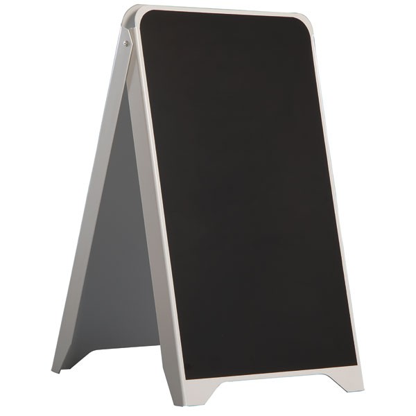 Plastic A Frame - 19-7/10" x 34-13/20" Poster Size White Body & Black Chalkboard