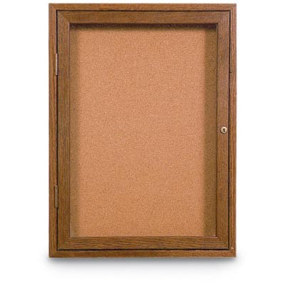 24 x 36" Single Door Standard Indoor Wood Enclosed Corkboard