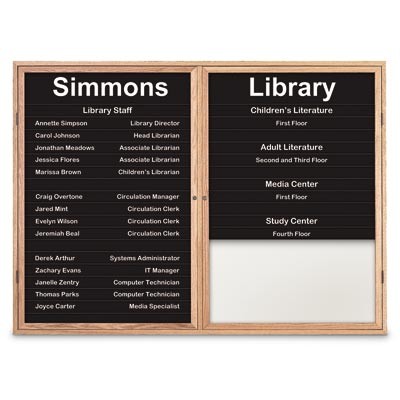 48 x 36" Double Door Standard Enclosed Magnetic Directory Board