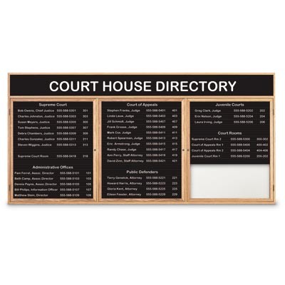 72 x 36" Triple Door Enclosed Magnetic Directory Board w/ Header