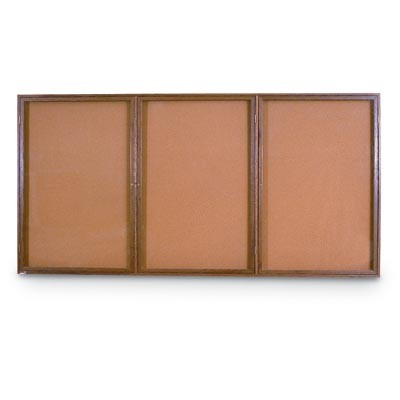 72 x 48" Triple Door Illuminated Indoor Wood Enclosed Corkboard