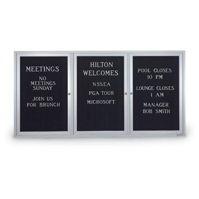 72 x 36" Triple Door Illuminated Indoor Enclosed Letterboards