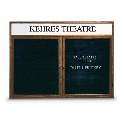 24 x 36" Single Door Indoor Wood Enclosed Letterboard Illuminated w/ Header