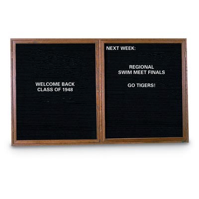 42 x 32" Double Door Standard Indoor Wood Enclosed Letterboard