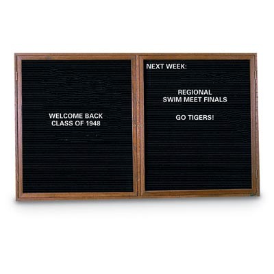 48 x 36" Illuminated Double Door Indoor Wood Enclosed Letterboard