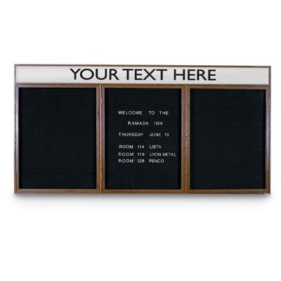 72 x 36" Triple Door Indoor Wood Enclosed Letterboard w/ Header