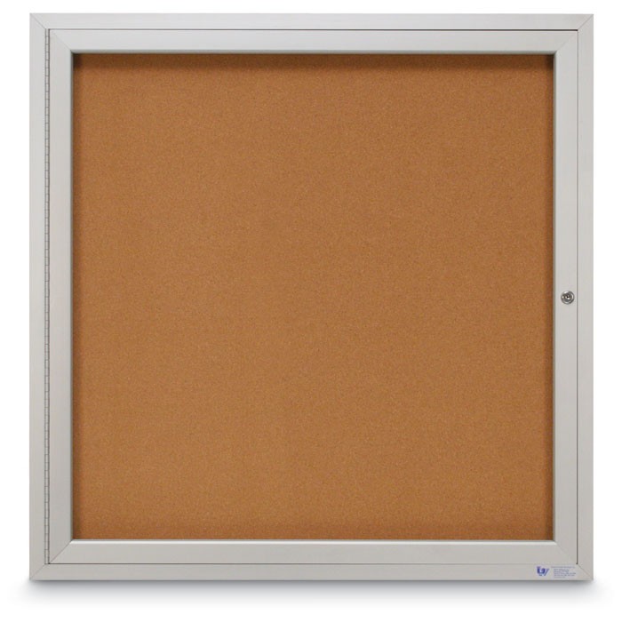 36 x 36" Single Door Illuminated Indoor Enclosed Corkboards