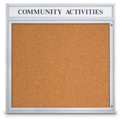 48 x 48" Single Door Illuminated Indoor Enclosed Corkboards