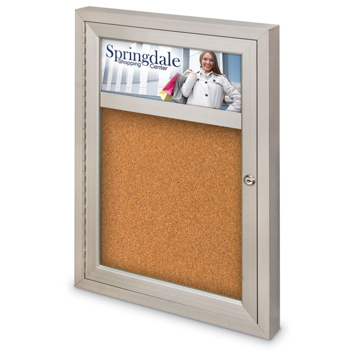 18 x 24" Single Door with Header Indoor Enclosed Corkboards