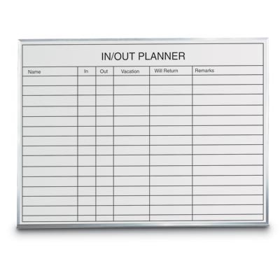 36 x 24" Porcelain Open Faced In/Out Planner Board