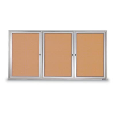 72 x 48" Triple Door Standard Outdoor Enclosed Corkboards