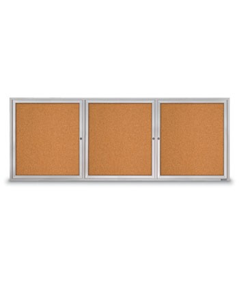 96 X 36" Triple Door Illuminated Outdoor Enclosed Corkboards