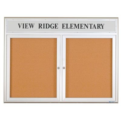 72 x 48" Double Door Illuminated 4" Radius Frame Enclosed Corkboard