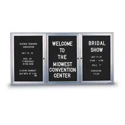 72 x 48" Triple Door Standard Indoor Enclosed Letterboard with Radius Frame