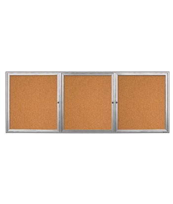 96 x 36" Triple Door Radius Frame w/ Header- Outdoor Enclosed Corkboard