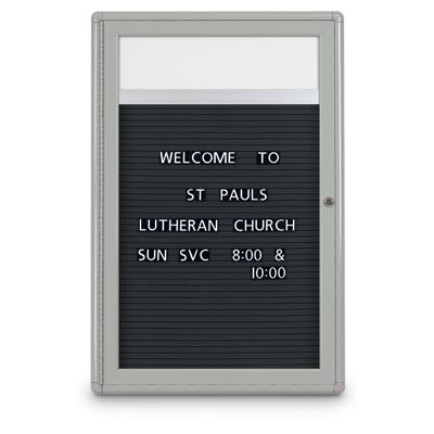 24 x 36" Single Door Indoor Enclosed Letterboard with Radius Frame w/ Header