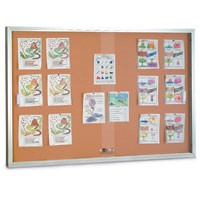 72 x 36" Sliding Glass Corkboards with Radius Frame