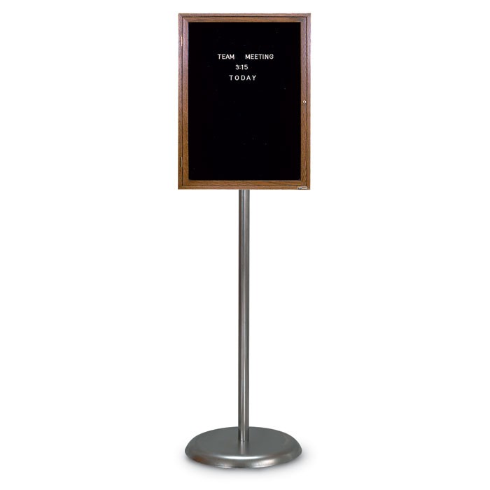 Chrome Base/ Wood Frame Pedestal Letterboard