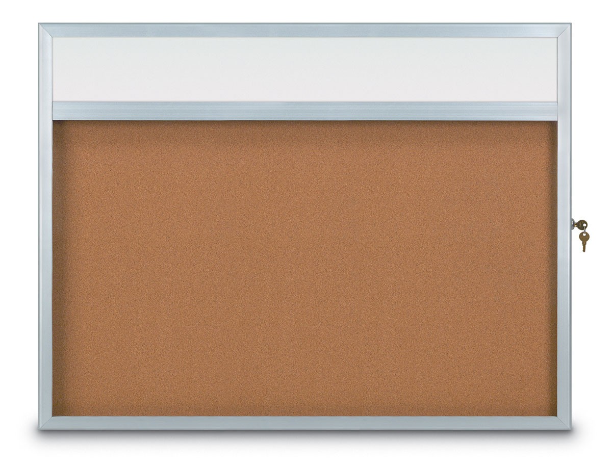 48 x 36" Slim Style Radius Framed Corkboard w/ Header