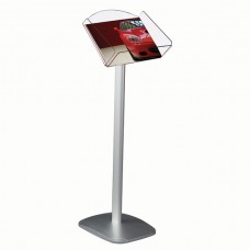 Decorative Brochure Stand 8.5" x 11" Paper Area,  Landscape Silver Anodized Aluminum Body & Acrylic