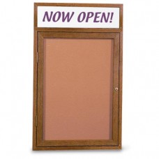 36 x 36"Single Door w/ Header Indoor Wood Enclosed Corkboard