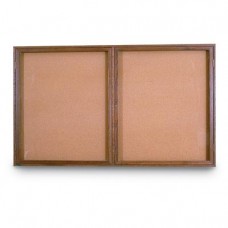 48 x 36" Double Door Illuminated Indoor Wood Enclosed Corkboard