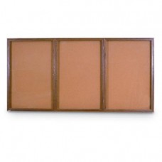 96 x 48" Triple Door Standard Indoor Wood Enclosed Corkboard