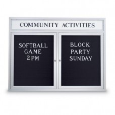 48 x 36" Double Door Outdoor Enclosed Letterboard w/ Header