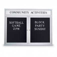 48 x 36" Double Door Outdoor Enclosed Letterboard w/ Illuminated Header