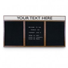 72 x 48" Triple Door Indoor Wood Enclosed Letterboard Illuminated w/ Header