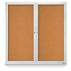 48 x 48" Double Door Standard Indoor Enclosed Corkboards