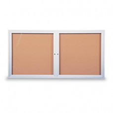 60 x 36" Double Door Illuminated Indoor Enclosed Corkboards