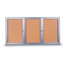 96 x 48" Triple Door Illuminated 4" Radius Frame Enclosed Corkboard
