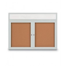 42 x 32" Double Door Radius Corner w/ Header- Indoor Enclosed Corkboard