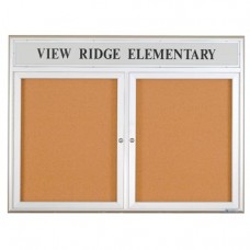 60 x 36" Double Door Radius Frame w/ Header-Outdoor Enclosed Corkboard