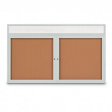 60 x 36" Double Door Radius Corner w/ Header- Indoor Enclosed Corkboard