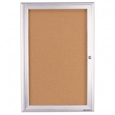 24 x 36" Single Door Illuminated 4" Radius Frame Enclosed Corkboard