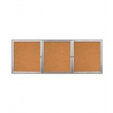 96 x 36" Triple Door Radius Frame- Outdoor Enclosed Corkboard