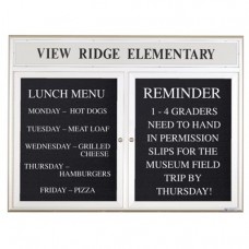 42 x 32" Double Door Outdoor Enclosed Letterboard with Radius Frame w/ Header