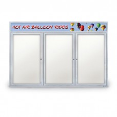 72 x 48" Triple Door Outdoor Enclosed Dry/Wet Erase Board w/ Header