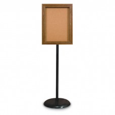 Black Base/ Wood Frame Pedestal Corkboard