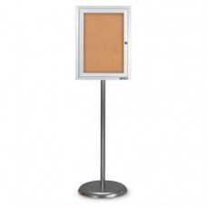 Chrome Base/ Satin Frame Pedestal Corkboard