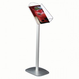 Decorative Brochure Stand 8.5" x 11" Paper Area,  Portrait Silver Anodized Aluminum Body & Acrylic