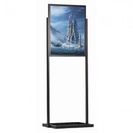 Eco Floor Stand 24"w x 36"h Poster Size Black, 1 Tier, Double Sided