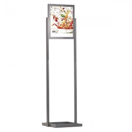 Eco Floor Stand 18"w x 24"h Poster Size Silver, 1 Tier, Double Sided