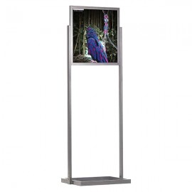 Eco Floor Stand 22"w x 28"h Poster Size Silver, 1 Tier, Double Sided